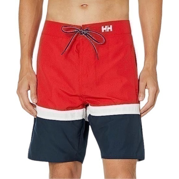 Hally Hansen Mens Size 28 Red White Navy Blue Marstrand Swim Bathing Suit Trunks - Picture 1 of 7